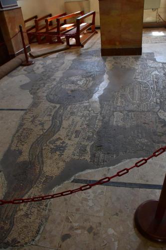 Map of the holy land on the floor of the Saint George church