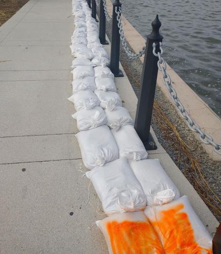 Sandbags against the recent nor' easter